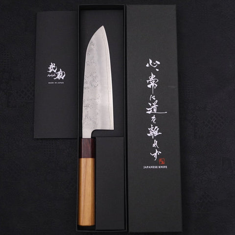 Santoku Silver Steel #3 Nashiji Mango de Zelkova 165 mm