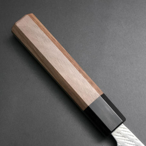 Santoku Silver Steel #3  Nawame Damascus Buffalo Walnut Handle 165mm (6.5”)