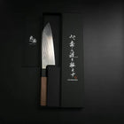 Santoku Silver Steel #3 Nawame Damascus Buffalo Walnut Handle 165mm (6.5”)-[Musashi]-[Japanese-Kitchen-Knives]