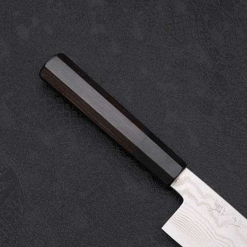 Santoku Acero Plata #3 Damasco de Níquel Mango de Ébano Búfalo 165mm