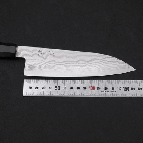 Santoku Acero Plata #3 Damasco de Níquel Mango de Ébano Búfalo 165mm