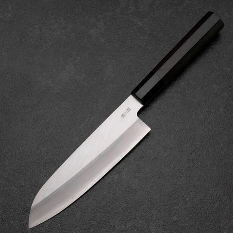 Santoku Silver Steel #3 Polished Buffalo Ebony Handle 165mm (6.5”)-[Musashi]-[Japanese-Kitchen-Knives]