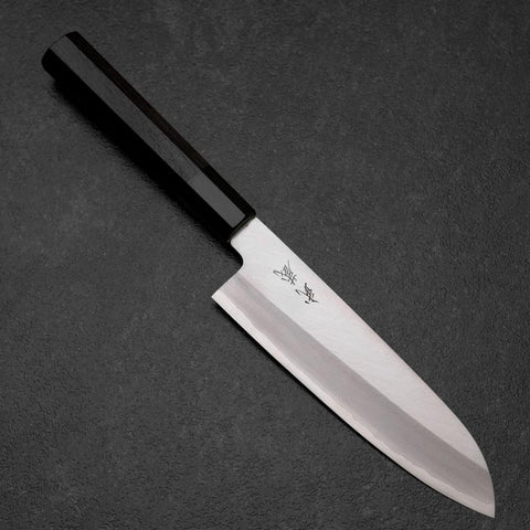 Santoku Silver Steel #3 Polished Buffalo Ebony Handle 165mm (6.5”)-[Musashi]-[Japanese-Kitchen-Knives]