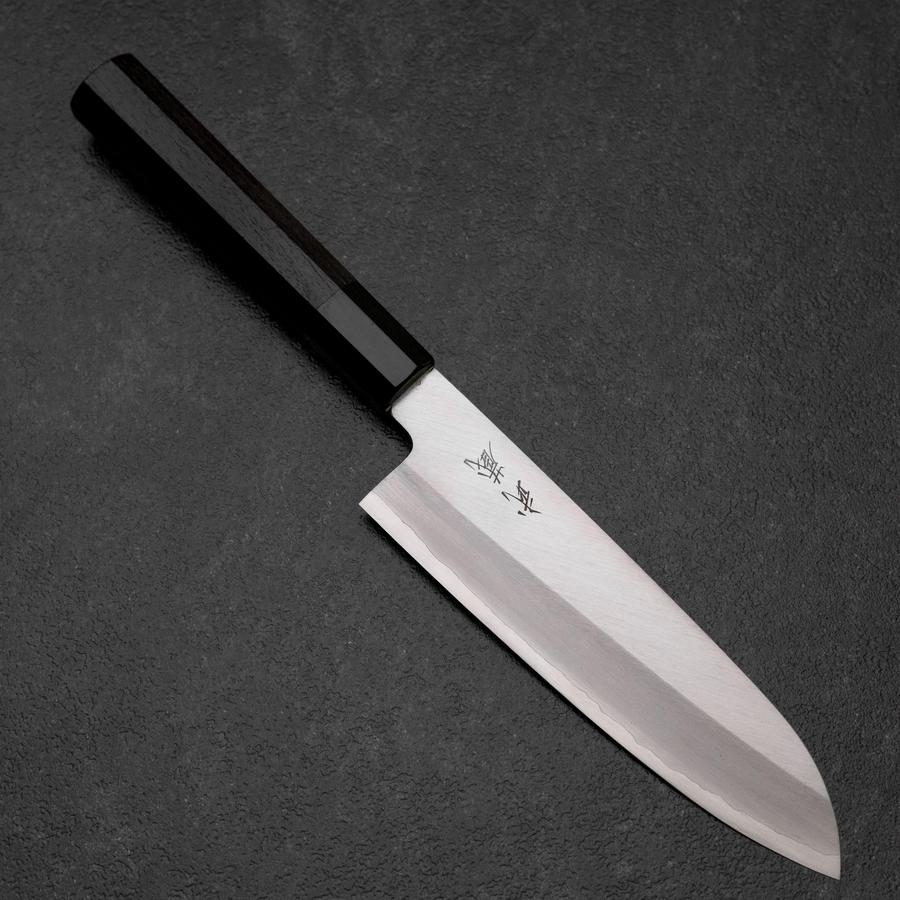 Santoku Silver Steel #3 Polished Buffalo Ebony Handle 165mm (6.5”)-[Musashi]-[Japanese-Kitchen-Knives]