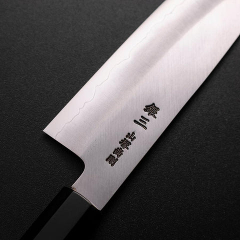 Santoku Silver Steel #3 Polished Buffalo Walnut Handle 155mm (6.1”)-[Musashi]-[Japanese-Kitchen-Knives]