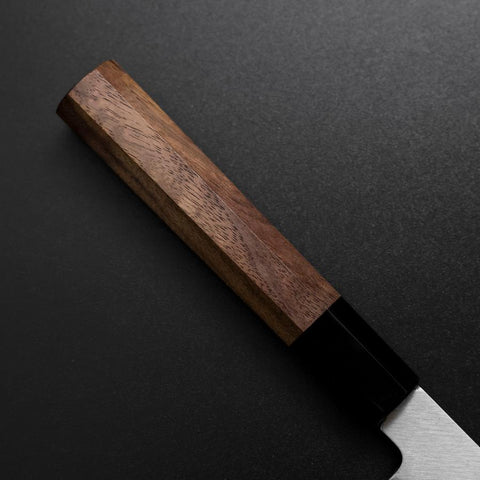 Santoku Silver Steel #3 Polished Buffalo Walnut Handle 155mm (6.1”)-[Musashi]-[Japanese-Kitchen-Knives]
