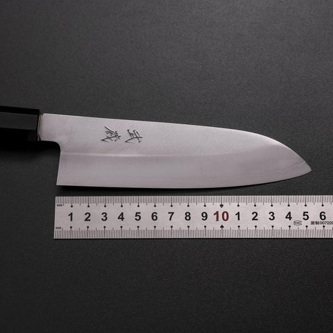 Santoku Silver Steel #3 Polished Buffalo Walnut Handle 155mm (6.1”)-[Musashi]-[Japanese-Kitchen-Knives]