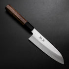 Santoku Silver Steel #3 Polished Buffalo Walnut Handle 155mm (6.1”)-[Musashi]-[Japanese-Kitchen-Knives]