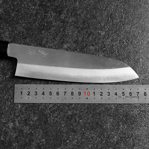 Santoku Silver Steel #3 Polished Buffalo Walnut Handle 170mm-[Musashi]-[Japanese-Kitchen-Knives]