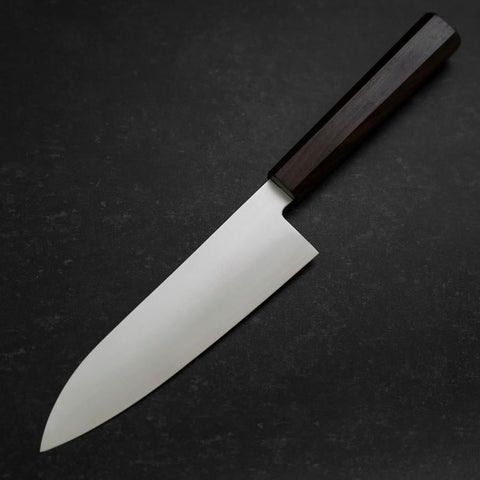 Santoku Silver Steel #3 Polished Ebony Handle 180mm-[Musashi]-[Japanese-Kitchen-Knives]