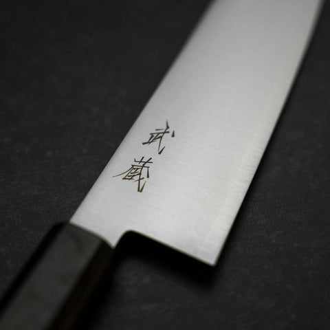 Santoku Silver Steel #3 Polished Ebony Handle 180mm-[Musashi]-[Japanese-Kitchen-Knives]