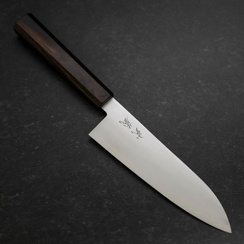Santoku Silver Steel #3 Polished Ebony Handle 180mm-[Musashi]-[Japanese-Kitchen-Knives]