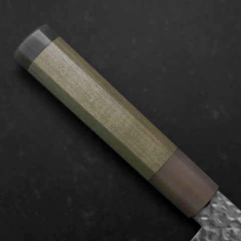 Santoku Silver Steel #3 Tsuchime Damasco Mango de Magnolia con Cuerno de Búfalo 170 mm