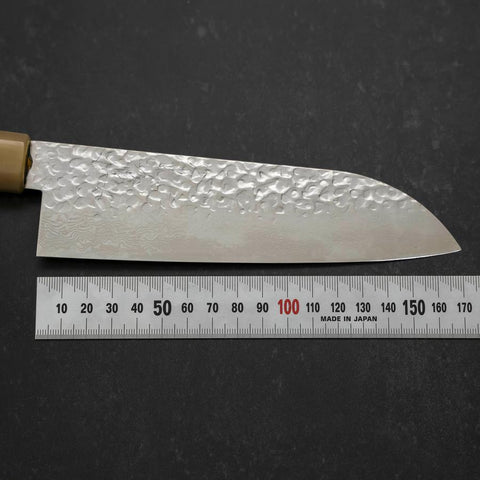 Santoku Silver Steel #3 Tsuchime Damasco Mango de Magnolia con Cuerno de Búfalo 170 mm