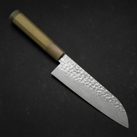 Santoku Silver Steel #3 Tsuchime Damascus Buffalo Magnolia Handle 170mm (6.7”)
