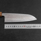 Santoku Silver Steel #3 Tsuchime Damascus Oak Handle 165mm-[Musashi]-[Japanese-Kitchen-Knives]