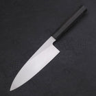 Santoku Single-Edged White Steel #2 Kasumi Buffalo Ebony Handle 180mm-[Musashi]-[Japanese-Kitchen-Knives]