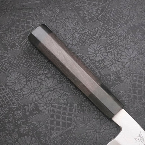 Santoku Single-Edged White Steel #2 Kasumi Buffalo Ebony Handle 180mm-[Musashi]-[Japanese-Kitchen-Knives]