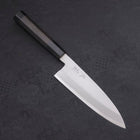 Santoku Single-Edged White Steel #2 Kasumi Buffalo Ebony Handle 180mm-[Musashi]-[Japanese-Kitchen-Knives]