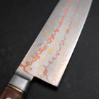 Santoku Stainless Clad Blue Steel #2 Colored Damascus Western Karin Handle 180mm-[Musashi]-[Japanese-Kitchen-Knives]