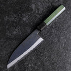 Santoku Stainless Clad Blue Steel #2 Kurouchi Green Urushi Handle 165mm-[Musashi]-[Japanese-Kitchen-Knives]
