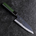 Santoku Stainless Clad Blue Steel #2 Kurouchi Green Urushi Handle 165mm-[Musashi]-[Japanese-Kitchen-Knives]
