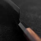 Santoku Stainless Clad Blue Steel #2 Kurouchi Walnut Handle 165mm (6.5”)-[Musashi]-[Japanese-Kitchen-Knives]