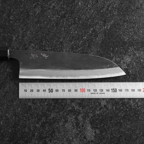 Santoku Blue Steel #2 Revestimiento Acero Inoxidable Kurouchi Mango de Nogal 165mm