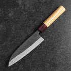Santoku Stainless Clad Blue Steel #2 Kurouchi Zelkova Handle 165mm (6.5”)-[Musashi]-[Japanese-Kitchen-Knives]