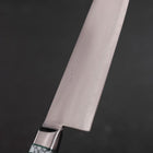 Santoku Stainless Clad Blue Steel #2 Polished Green Micarta Turqoise Handle 180mm-[Musashi]-[Japanese-Kitchen-Knives]