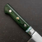 Santoku Stainless Clad Blue Steel #2 Polished Green Micarta Turqoise Handle 180mm-[Musashi]-[Japanese-Kitchen-Knives]