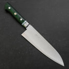 Santoku Stainless Clad Blue Steel #2 Polished Green Micarta Turqoise Handle 180mm-[Musashi]-[Japanese-Kitchen-Knives]