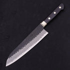 Santoku Stainless Clad Blue Super Kurouchi Tsuchime Western Handle Black 180mm-[Musashi]-[Japanese-Kitchen-Knives]