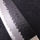 Santoku Stainless Clad Blue Super Kurouchi Tsuchime Western Handle Black 180mm-[Musashi]-[Japanese-Kitchen-Knives]
