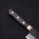 Santoku Stainless Clad Blue Super Kurouchi Tsuchime Western Handle Black 180mm-[Musashi]-[Japanese-Kitchen-Knives]
