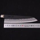 Santoku Stainless Clad Blue Super Kurouchi Tsuchime Western Handle Black 180mm-[Musashi]-[Japanese-Kitchen-Knives]