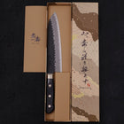 Santoku Stainless Clad Blue Super Kurouchi Tsuchime Western Handle Black 180mm-[Musashi]-[Japanese-Kitchen-Knives]