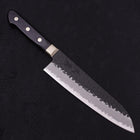 Santoku Stainless Clad Blue Super Kurouchi Tsuchime Western Handle Black 180mm-[Musashi]-[Japanese-Kitchen-Knives]