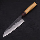 Santoku Stainless Clad Blue Super Kurouchi Tsuchime Zelkova Handle 170mm-[Musashi]-[Japanese-Kitchen-Knives]