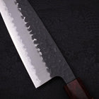 Santoku Stainless Clad Blue Super Kurouchi Tsuchime Zelkova Handle 170mm-[Musashi]-[Japanese-Kitchen-Knives]