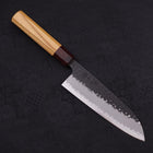 Santoku Stainless Clad Blue Super Kurouchi Tsuchime Zelkova Handle 170mm-[Musashi]-[Japanese-Kitchen-Knives]