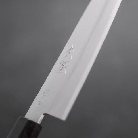 Santoku Stainless Clad Blue Super Polished Buffalo Ebony Handle 140mm (5.5”)