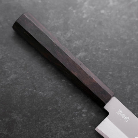 Santoku Stainless Clad Blue Super Polished Buffalo Ebony Handle 140mm (5.5”)
