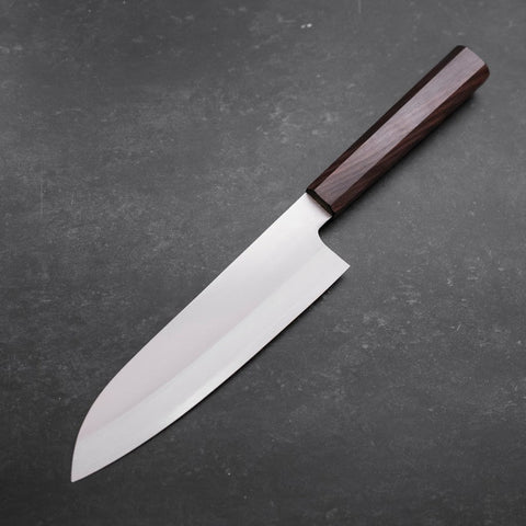 Santoku Stainless Clad Blue Super Polished Ebony Handle 180mm-[Musashi]-[Japanese-Kitchen-Knives]