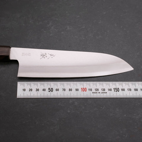 Santoku Stainless Clad Blue Super Polished Ebony Handle 180mm-[Musashi]-[Japanese-Kitchen-Knives]
