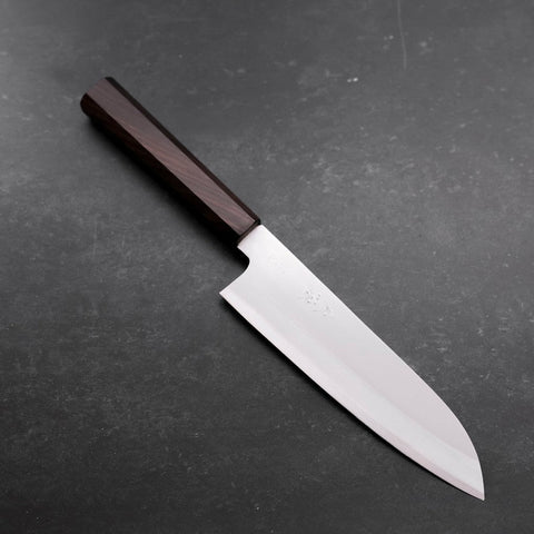 Santoku Stainless Clad Blue Super Polished Ebony Handle 180mm-[Musashi]-[Japanese-Kitchen-Knives]