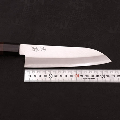 Santoku Stainless Clad Blue Super Polished Rosewood Handle 165mm (6.5”)-[Musashi]-[Japanese-Kitchen-Knives]