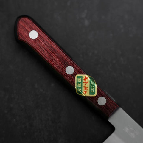 Santoku Stainless Clad Blue Super Polished Western Black Red Handle 140mm-[Musashi]-[Japanese-Kitchen-Knives]