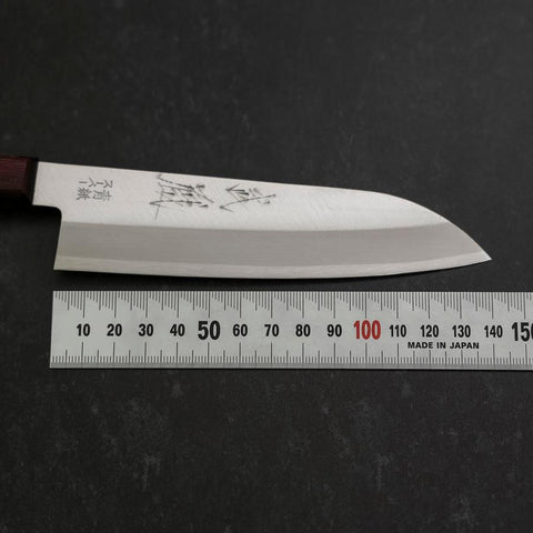 Santoku Stainless Clad Blue Super Polished Western Black Red Handle 140mm-[Musashi]-[Japanese-Kitchen-Knives]