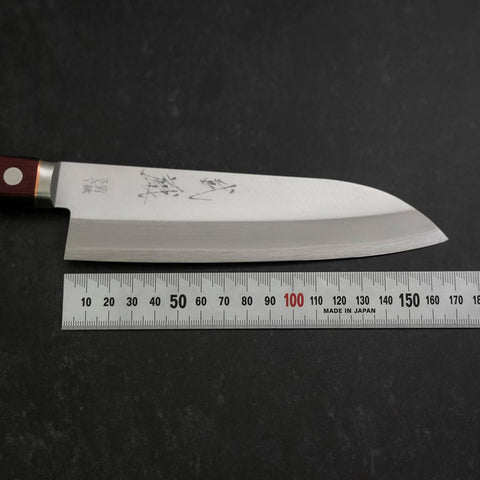 Santoku Stainless Clad Blue Super Polished Western Black Red Handle 165mm-[Musashi]-[Japanese-Kitchen-Knives]